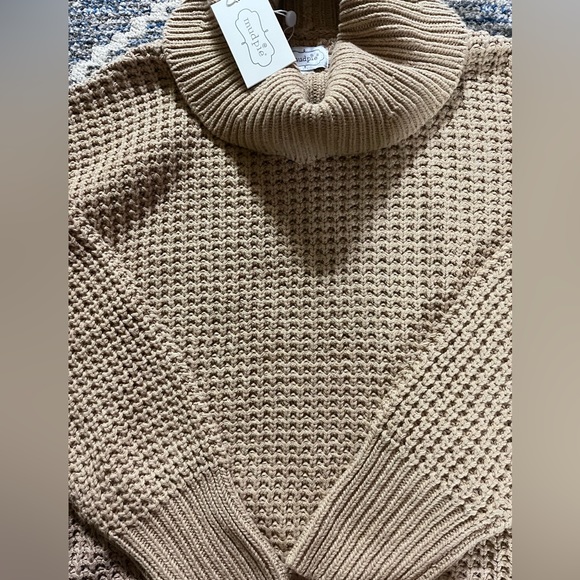 NWT Mudpie Size S Waffle Sweater Taupe - Picture 1 of 6